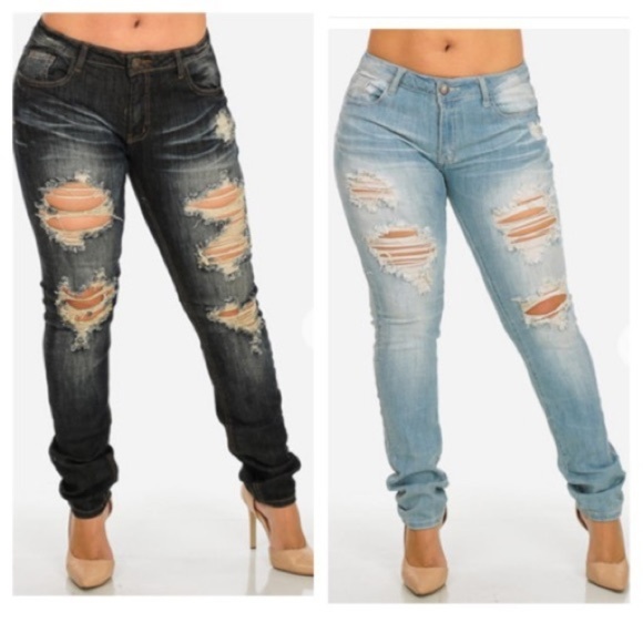 MACHINE Brand Distressed Stretch Skinny Jeans - Picture 3 of 8